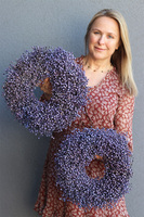 Ludowy Len, dekoracyjny wianek z suszu stabilizowanego, fioletowy