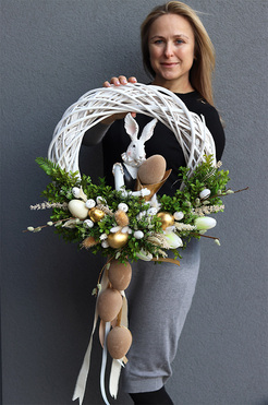 uroczy wianek, Zając Wielkanocny XXL 2, śr.45cm