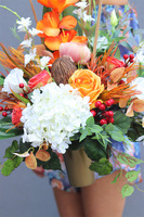 Pomarańczowa Jesień, bukiet nagrobny, dł.67cm