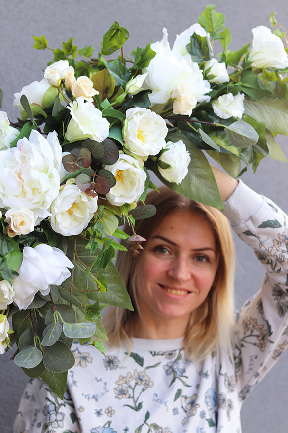 Malediwy White 2, stylowa girlanda ze sztucznych kwiatów