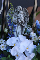 Angelo Garden Blue Big, kompozycja nagrobna ze srebrnym lampionem, wys.63cm