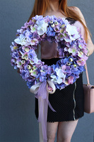 Asenia Hortensja, fioletowy wianek na drzwi, śr.40cm