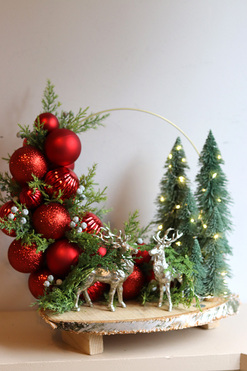 Leśna Czerwień Miracolo, stroik bożonarodzeniowy, wys.35cm