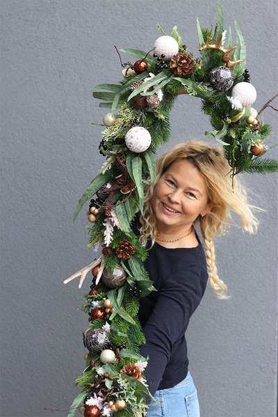girlanda świąteczna z bombkami i szyszkami, Gorina, dł.180cm 