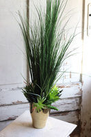 Lemona Brento, sztuczna trawa z sukulentami w złotej donicy, wys.94cm