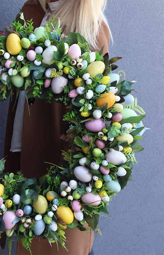 Giant Pastells Moko Easter, ogromny wielkanocny wianek na drzwi, śr.70cm