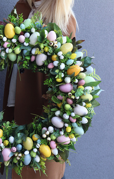 Giant Pastells Moko Easter, ogromny wielkanocny wianek na drzwi, śr.70cm