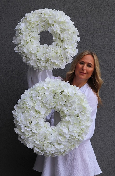 Hortensja Bianca Big, wysokiej jakości wianek z hortensji