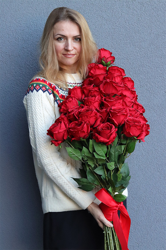 Róże Deluxe, bukiet nagrobny do położenia, czerwony	