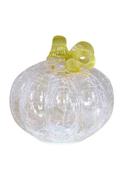 Glass Pumpkin LED, dekoracyjna dynia szklana, biała, wym.15x14.5cm