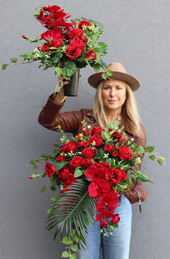 Red Roses Lux, komplet dekoracji nagrobnych, kompozycja +bukiet