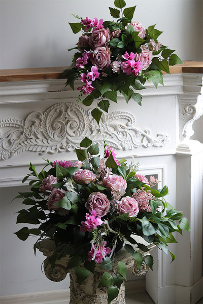 Różowa Medra, komplet dekoracji nagrobnych