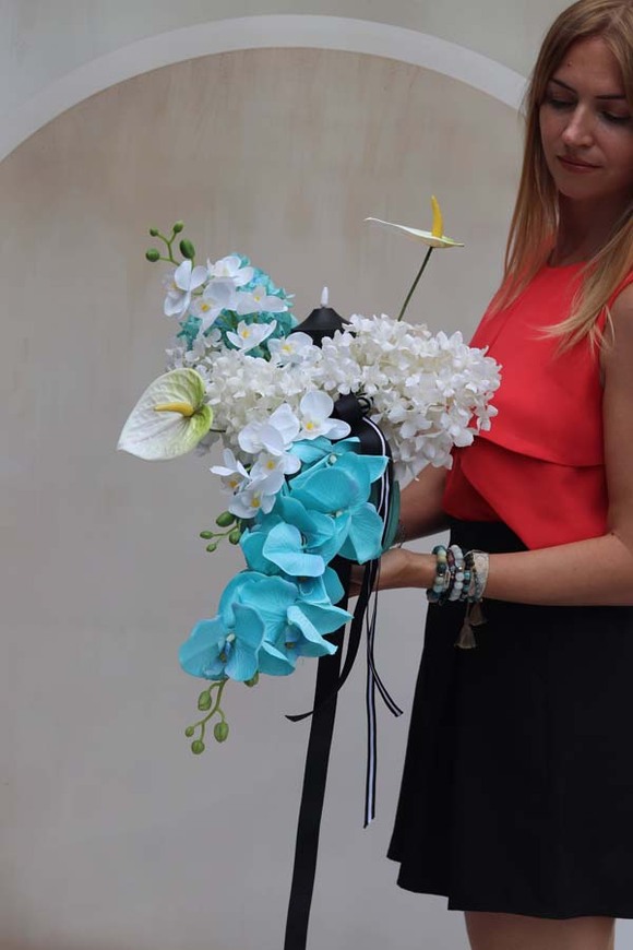 Blunona Leokadia, dekoracja nagrobna w drewnianej skrzyneczce