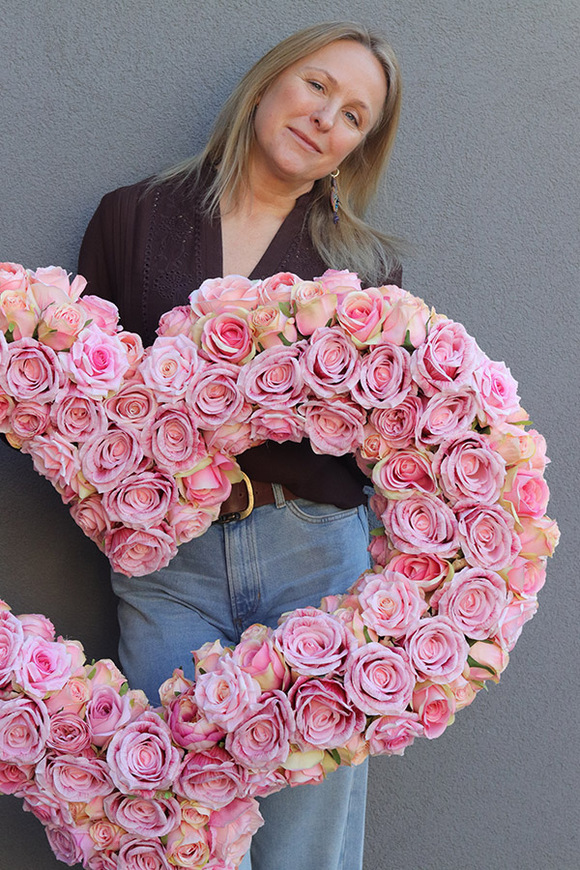 Rosmerta, duży różowy wianek serce