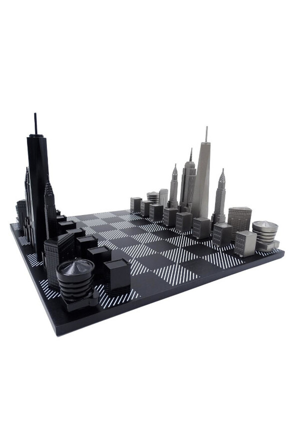 New York Sky Line ekskluzywne szachy ze stali nierdzewnej