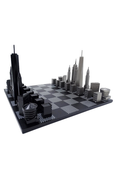 New York Sky Line ekskluzywne szachy ze stali nierdzewnej