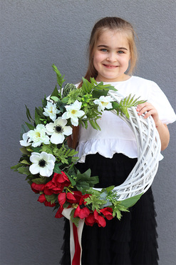 OD RĘKI Majowa Polonia, wianek patriotyczny na drzwi, śr.48cm