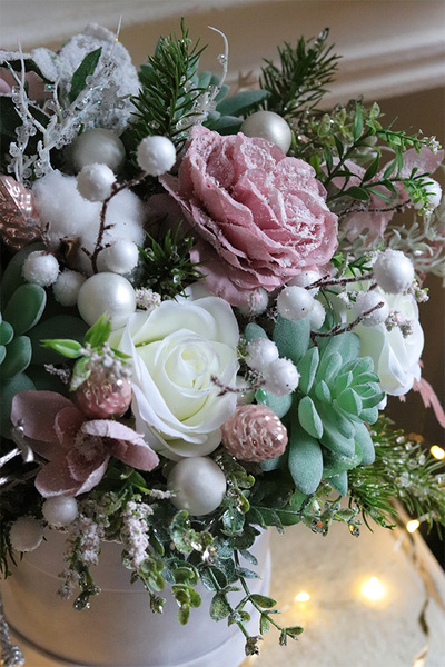 Pastelove Love, welurowy flowerbox świąteczny