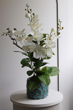 Nenufarro Timber, sztuczny storczyk w ozdobnej donicy, wys.64cm