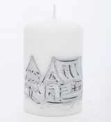 Zimowy Dom, świąteczna świeca w kształcie walca, biała, wym.11x7x7cm