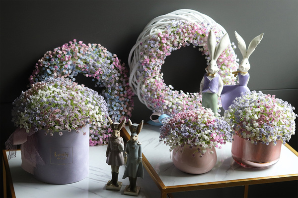 Kaszka Pastelowa, wiosenny wianek dekoracyjny, kpl.2szt