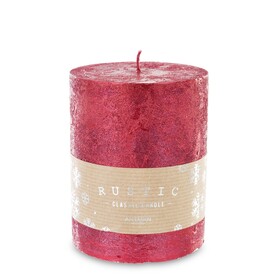 Rustic Candle, świąteczna świeca w kształcie walca, czerwona, wys.11cm