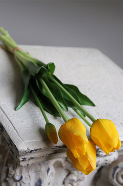 April New, bukiet tulipanów silikonowych Żółty, 5szt. dł.46cm