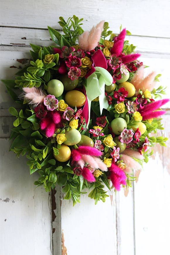 Hefru, wielkanocny wianek z kolorowymi jajkami, śr.25cm 