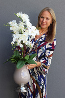 Pucharina Beige, sztuczny storczyk w ceramicznym pucharze