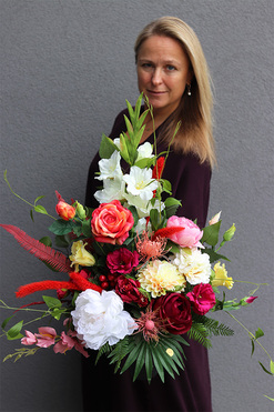 Jesienna Zorza, bukiet nagrobny we wkładzie, dł.64cm