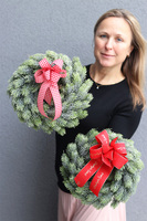 Frozen Christmas Mini, B, świąteczny wianek z kokardą