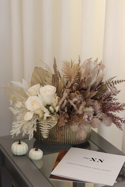 Laguel November, jesienna kompozycja w naczyniu glamour, wym.32x53cm