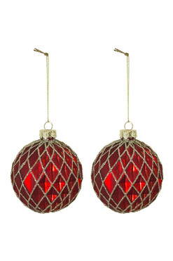 Christmas Red, szklane bombki choinkowe, śr.8cm, kpl.2szt