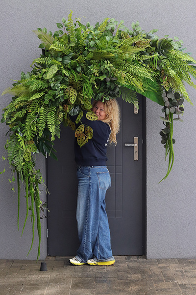 Green World, obfita zielona girlanda, dł.150cm + zwisy po obu stronach 70cm