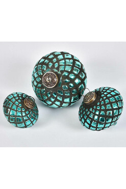 Bosco Bombka turkusowa 17A, świąteczne szklane bombki, kpl.6szt, śr.12cm