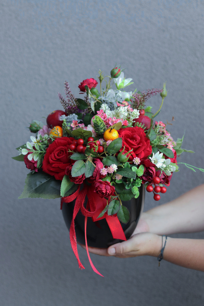 Czerwone Marzenie, jesienna kompozycja w naczyniu