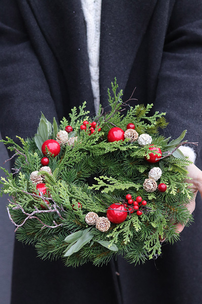 Santa Claus A, ponadczasowy świąteczny wianek, śr.28cm