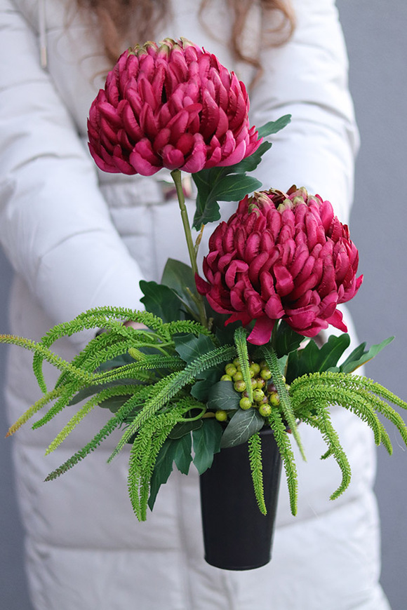 Chryzantema Modern, komplet dekoracji nagrobnych