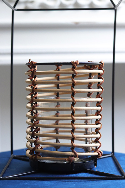 Boho C, duży, rattanowy lampion świecznik do powieszenia