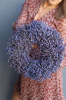 Ludowy Len, dekoracyjny wianek z suszu stabilizowanego, fioletowy