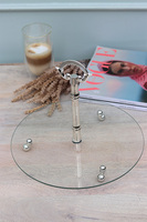 jednopiętrowa patera z posrebrzaną rączką, Pani Walewska, wym.37x30cm