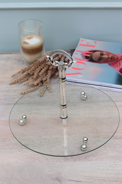 jednopiętrowa patera z posrebrzaną rączką, Pani Walewska, wym.37x30cm