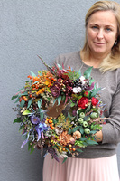 Jesienne Zachwyty, tęczowy wianek jesienny, śr.33cm