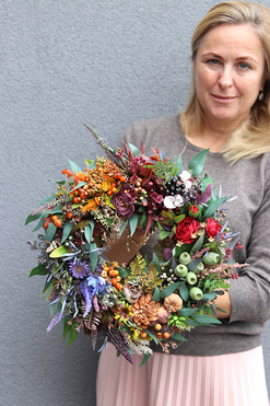 Jesienne Zachwyty, tęczowy wianek jesienny, śr.33cm 