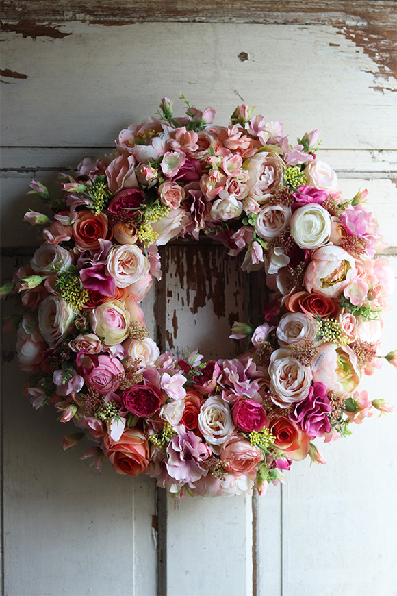 Grestina, pastelowy wianek na Twoje drzwi, śr.50cm  