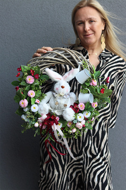 Bunny Girl, wiosenny wianek z zajączkiem, rozp.42cm 