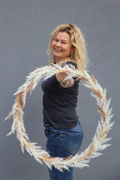 Boho Betra, subtelny wianek ze sztucznego suszu, śr.50cm