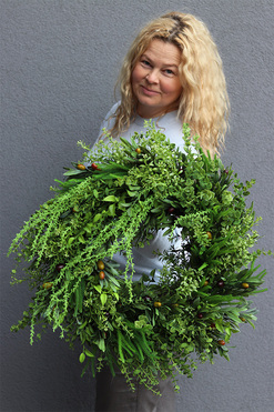 Oliwia, zielony wianek na drzwi, śr.53cm