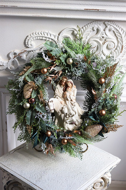 Święta Noc, świąteczny wianek na drzwi, śr.40cm