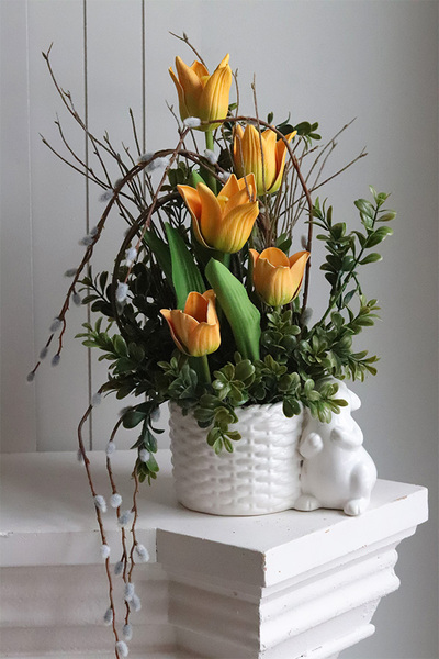 Yellowelia, stroik wielkanocny z tulipanami